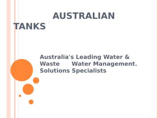 Water Tanks Goald Coast-Australian Tanks.pptx