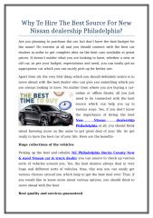 Why To Hire The Best Source For New Nissan dealership Philadelphia.doc